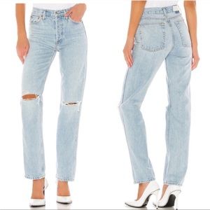 Re/Done 90s High Rise Loose Jeans in Bleach Destroy Size 26